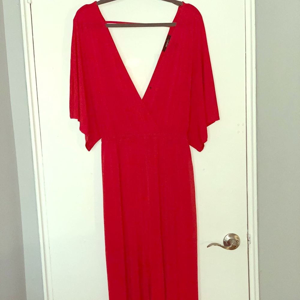 Forever 21 Red Plunge Jumpsuit